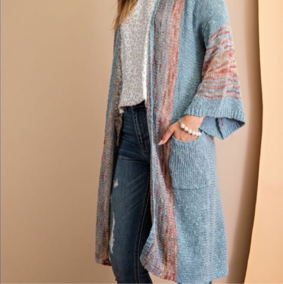 Easel Boho Duster Cardigan Sweater - Picture 3 of 9